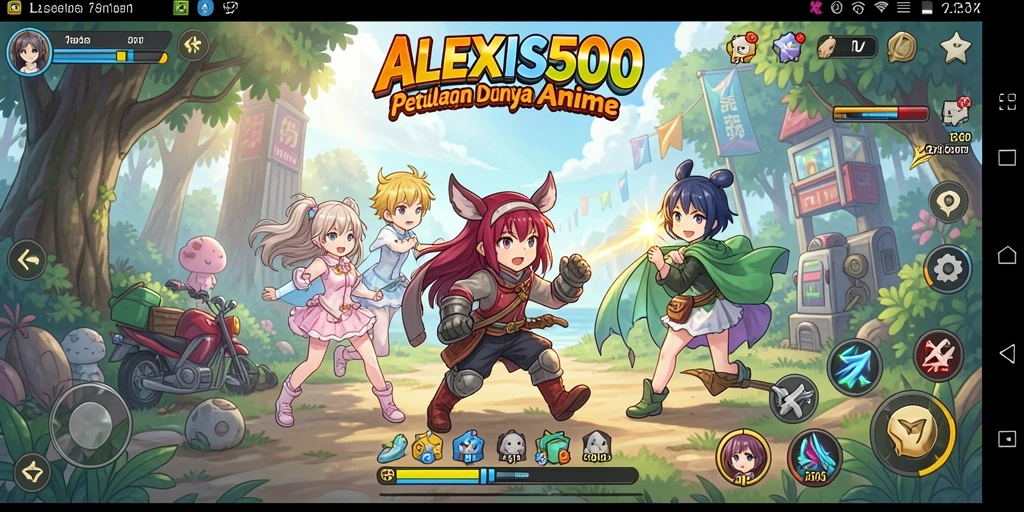 Tampilan gameplay seru dengan karakter anime yang ikonis.