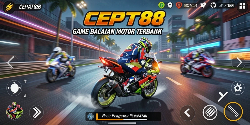 Tangkapan layar dari gameplay balapan motor yang mendebarkan.