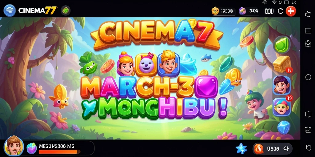 Tampilan menarik gameplay CINEMA77 dengan elemen Match-3.