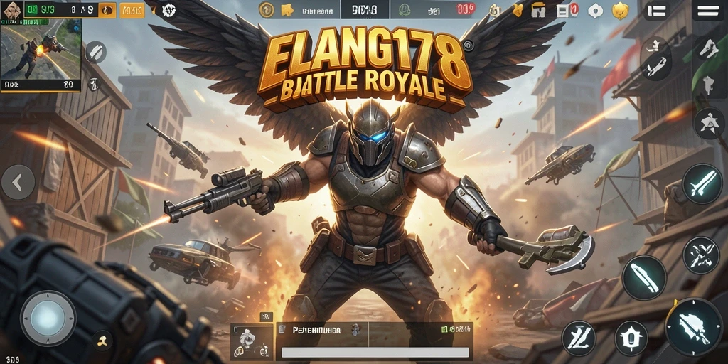 Screenshot gameplay mendebarkan dari ELANG178 dalam pertempuran Battle Royale.