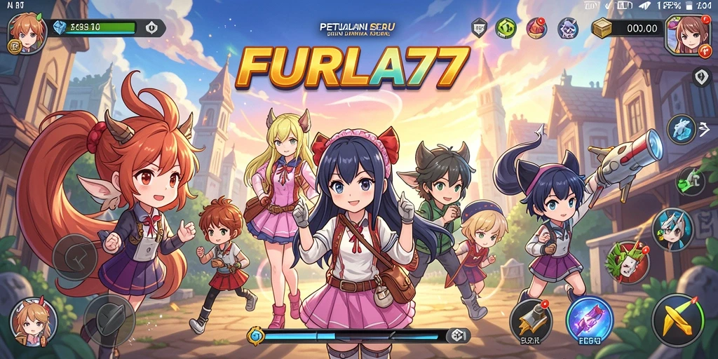 Tampilan gameplay FURLA77 yang penuh aksi dan karakter Anime.