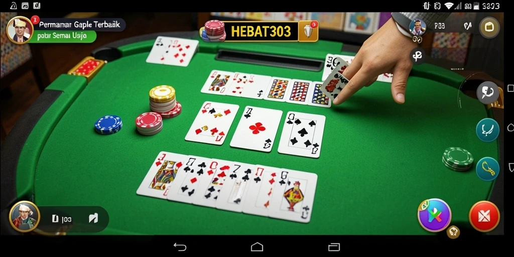 Tampilan gameplay HEBAT303 dengan suasana seru Gaple.