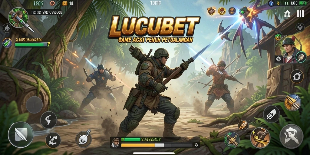 Screenshot gameplay LUCUBET menunjukkan pertarungan yang mendebarkan.