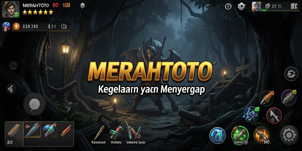 Gameplay MERAHTOTO menunjukkan suasana menyeramkan dengan makhluk gaib.