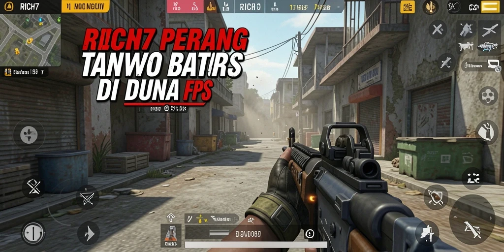 Screenshot gameplay RICH7 menampilkan aksi menembak yang intens.