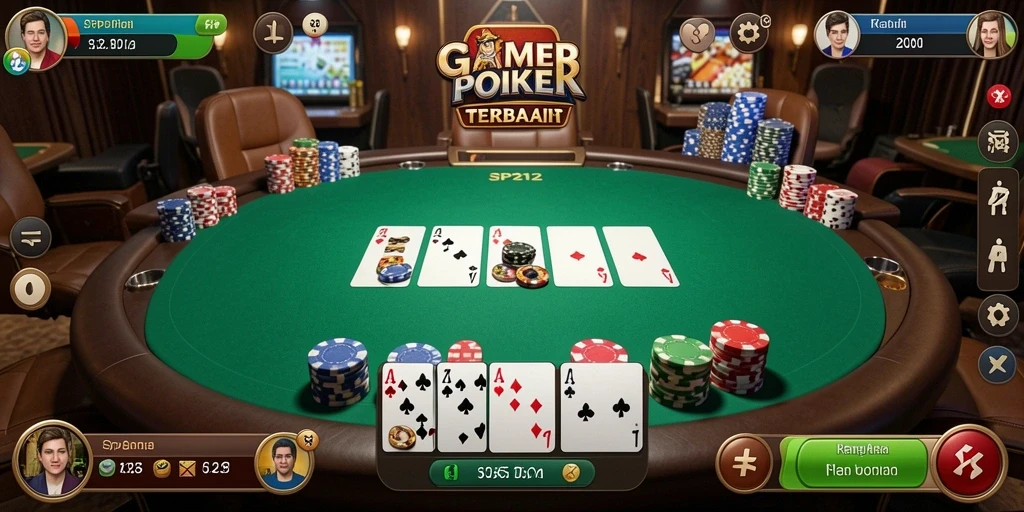 Gameplay seru dan interaksi sosial dalam permainan poker.