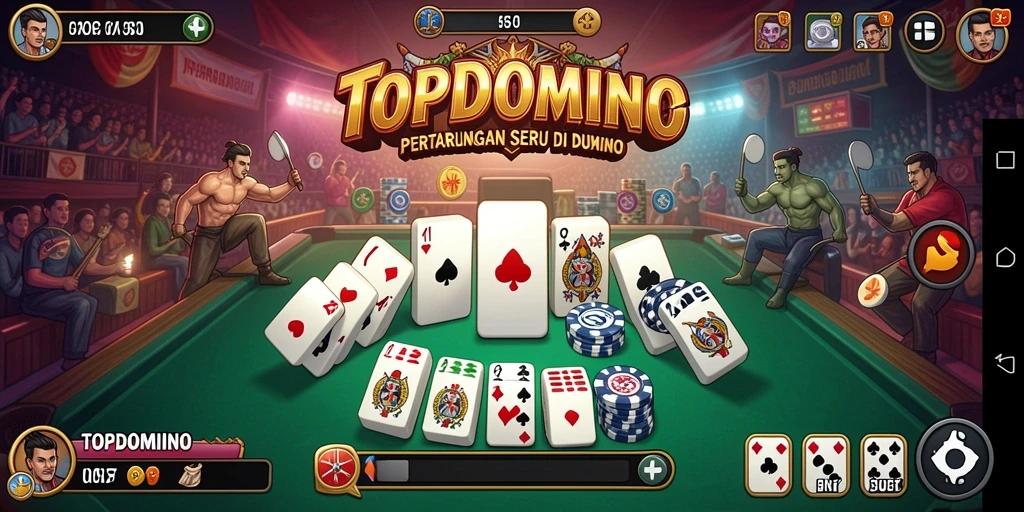 Tampilan seru dari gameplay pertarungan di TOPDOMINO.