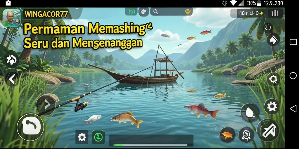 Tampilan gameplay memancing yang seru dan menantang dalam WINGACOR77.